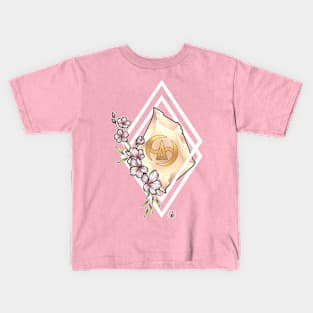 Samurai from FF14 Job Crystal with Flowers T-Shirt Kids T-Shirt